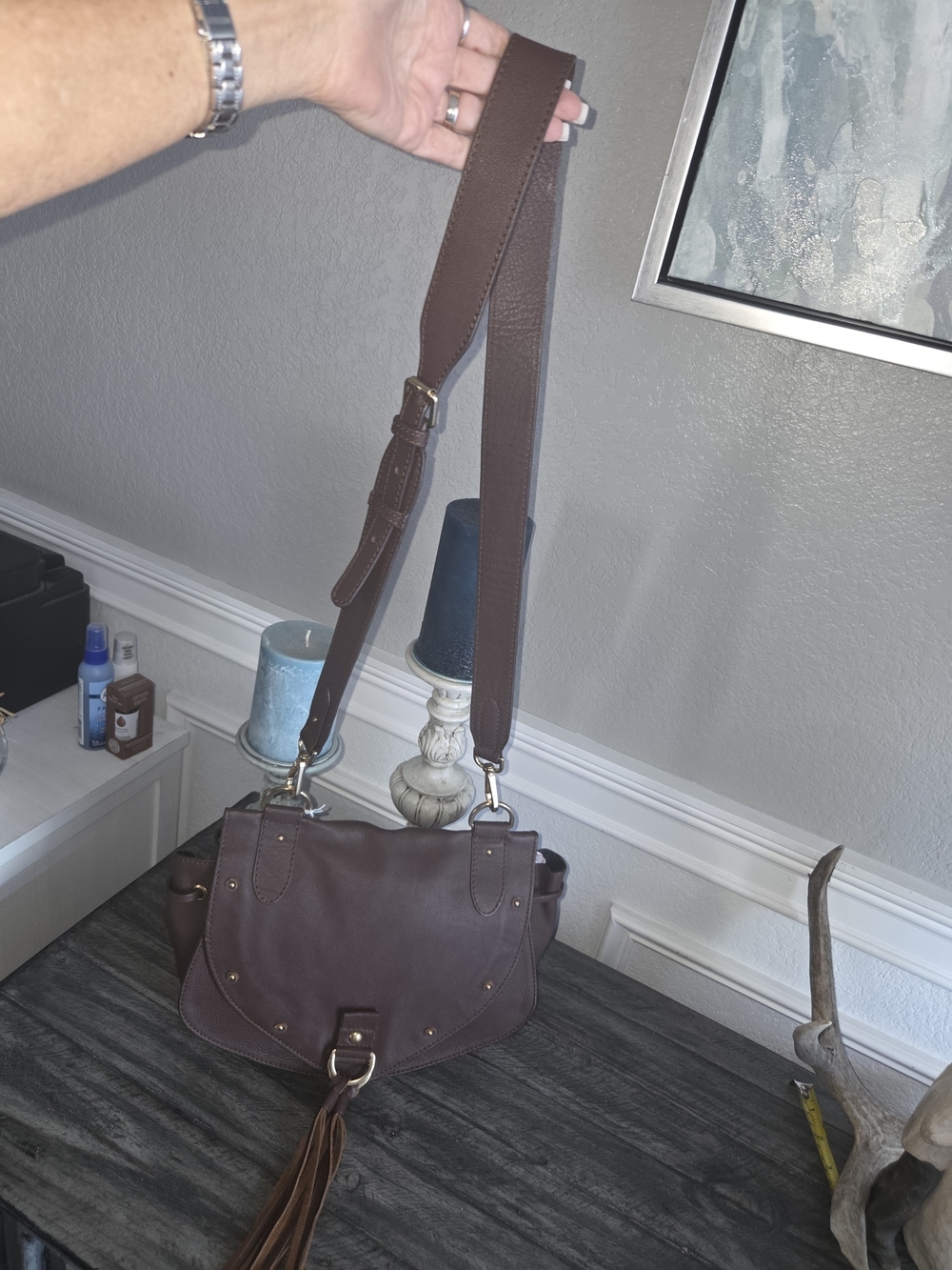 See By Chloe Brown Leather Crossbody Bag with Tassel